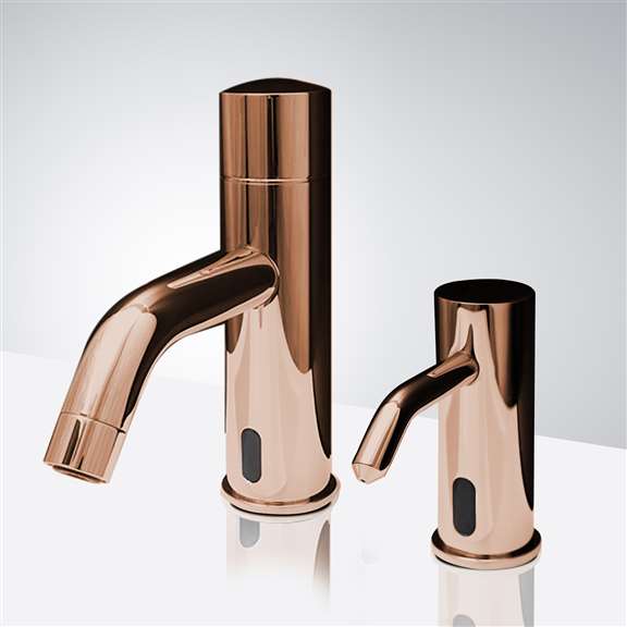 Fontana Showers Fontana Rose Gold Commercial Automatic Dual Motion Sensor Bathroom Faucet and Soap Dispenser FB507RG
