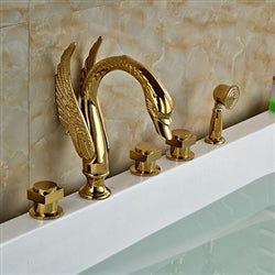 Fontana Showers Amancio Gold Finish Round Handles Bathroom Tub Faucet With Hand Shower FS-17830