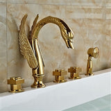 Fontana Showers Amancio Gold Finish Round Handles Bathroom Tub Faucet With Hand Shower FS-17830
