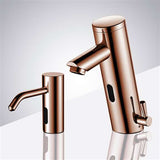 Fontana Showers Commercial Rose Gold Automatic Temperature Control Thermostatic Sensor Tap and Matching Soap Dispenser FS-505RG