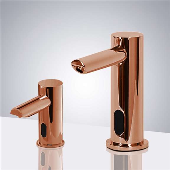 Fontana Showers Fontana Rose Gold Commercial Automatic Dual Touchless Sensor Faucet and Soap Dispenser FS-509GSD