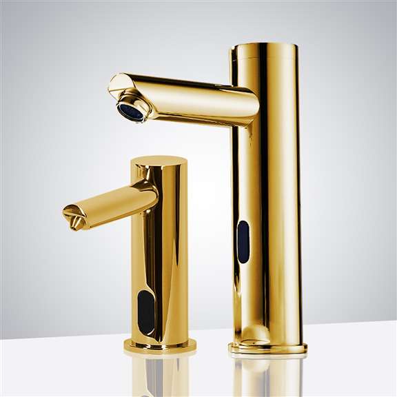 Fontana Showers Solo Gold Touchless Motion Activated Sink Faucet and Soap Dispenser FS-509SDF