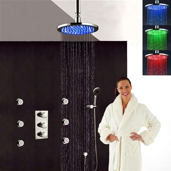 Fontana Showers Versilia LED Ceiling Mount Square Shower Head FS-612VN-CMS