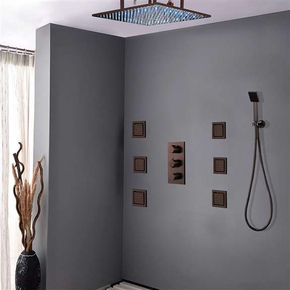 Fontana Showers Fontana Sierra Oil Rubbed Bronze Multi Color LED Shower head with Adjustable Body Jets and Mixer FS-6401RB