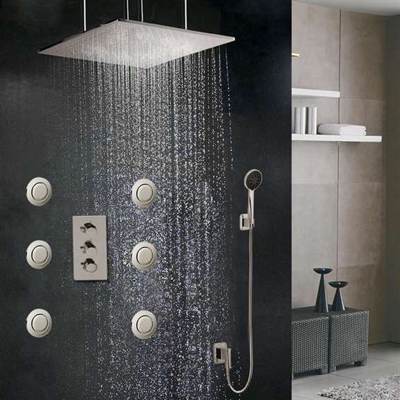 Fontana Showers Fontana Sofia Large Ceiling Rain Shower Head Set With Shower Body Sprays and Hand Shower FS-7209