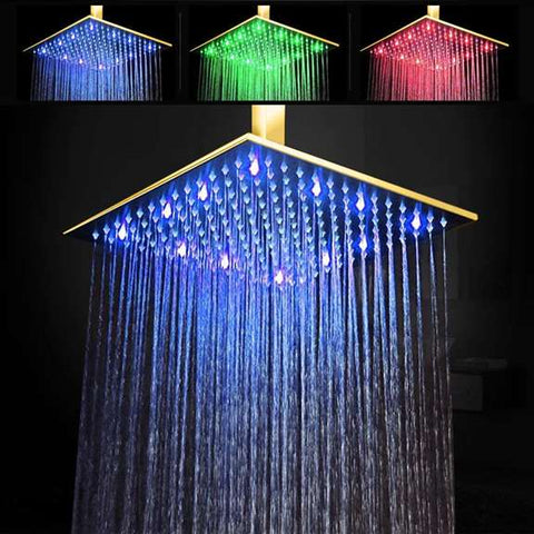 Fontana Showers Fontana 20" Recessed Stainless Steel Color Changing LED Rain Shower Head Gold Finish FS-D098G