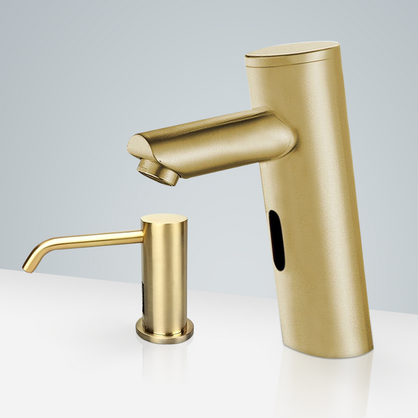 Fontana Showers Fontana Melun Brushed Gold Set Motion Sensor Faucet & Automatic Soap Dispenser FS-MS-1870