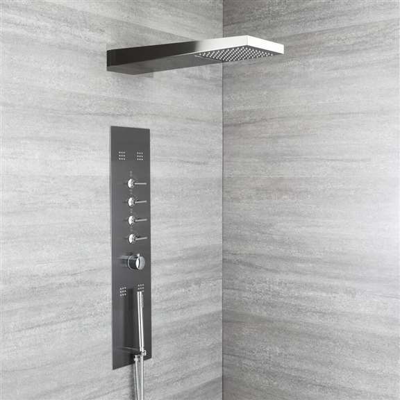 Fontana Showers Fontana Venetian Luxury Concealed Thermostatic Waterfall Shower Panel with Hand Shower and Body Jets FS-SP-2550