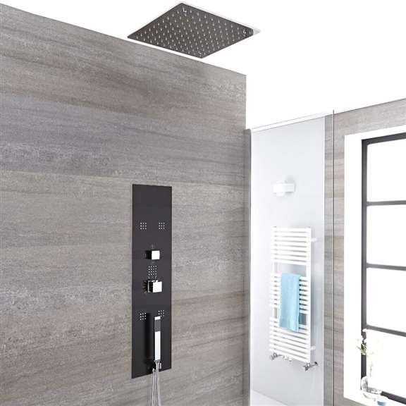 Fontana Showers Fontana Square Recessed Shower Head with Panel of Handshower and Body Spray FS-SP-2555