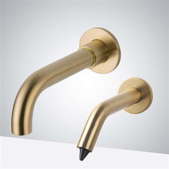 Fontana Showers Fontana Intelligent Smart Sensor Faucet with Matching Liquid Soap Dispenser in Brushed Gold FS10211