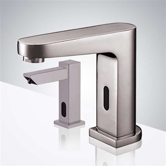 Fontana Showers Fontana Touchless Basin Automatic Commercial Brushed Nickel Sensor Faucet with Matching Soap Dispenser for Restrooms FS10225