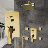 Fontana Showers Bravat Brushed Gold Square Shower Set With Valve Mixer 3-Way Concealed Wall Mounted FS1051