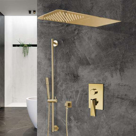 Fontana Showers Bravat Thermostatic Brushed Gold Waterfall & Rainfall Shower Set FS1052