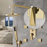 Fontana Showers Bravat Brushed Gold Shower Set With Valve Mixer 3-Way Concealed Wall Mounted FS1054