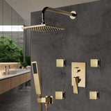 Fontana Showers Bravat Brushed Gold Wall Mounted Square Shower Set With Valve Mixer 3-Way Concealed FS1055