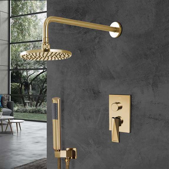 Fontana Showers Bravat Wall Mounted Shower Set With Valve Mixer 2-Way Concealed In Brushed Gold FS1056