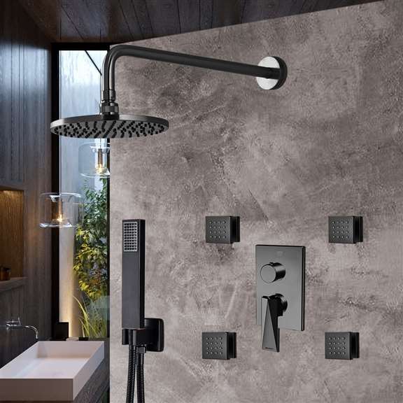 Fontana Showers Bravat Dark Oil Rubbed Bronze Shower Set With Valve Mixer 3-Way Concealed Wall Mounted FS1057