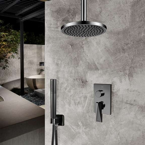 Fontana Showers Bravat Dark Oil Rubbed Bronze Shower Set With Valve Mixer 2-Way Concealed Ceiling Mounted FS1061
