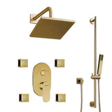 Fontana Showers Bravat Brushed Gold Square Shower Set With Valve Mixer 3-Way Concealed Wall Mounted FS1071