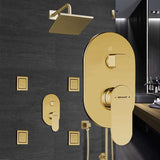 Fontana Showers Bravat Brushed Gold Square Shower Set With Valve Mixer 3-Way Concealed Wall Mounted FS1071S