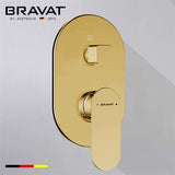 Fontana Showers Bravat Brushed Gold Square Shower Set With Valve Mixer 3-Way Concealed Wall Mounted FS1071S