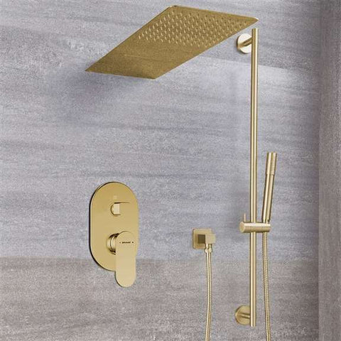Fontana Showers Bravat Thermostatic Brushed Gold Waterfall & Rainfall Shower Set FS1072