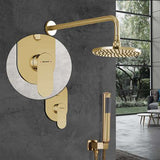 Fontana Showers Bravat Wall Mounted Shower Set With Valve Mixer 2-Way Concealed In Brushed Gold FS1076