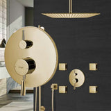 Fontana Showers Bravat Square Brushed Gold Shower Set With Valve Mixer 3-Way Concealed Ceiling Mounted FS1078S