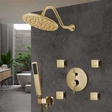 Fontana Showers Bravat Brushed Gold Wall Mounted Shower Set With Valve Mixer 3-Way Concealed FS1079