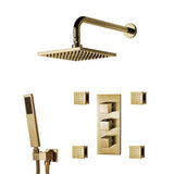 Fontana Showers Fontana Brushed Gold Wall Mounted Square Shower Set With Valve Mixer 3-Way Concealed FS1080