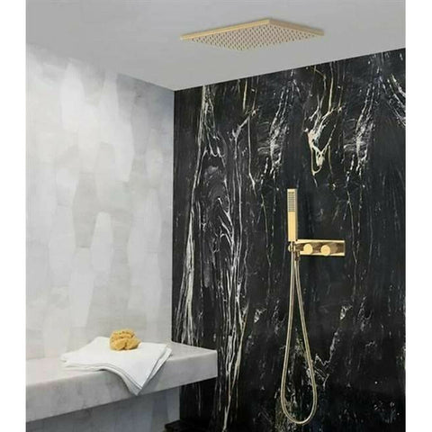 Fontana Showers Fontana Cholet Brushed Gold 10'' Recessed Rainfall Shower Head Bathroom Shower Set FS1150