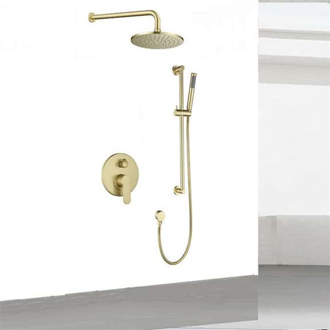 Fontana Showers Fontana Bravaria Brushed Gold Solid Brass Round Shower Head Set FS1151