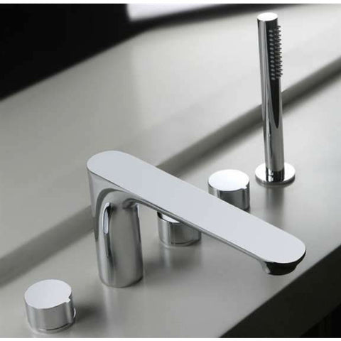 Fontana Showers Fontana Piazza Deck Mount Chrome Bathroom Faucet with Hand Shower FS1161