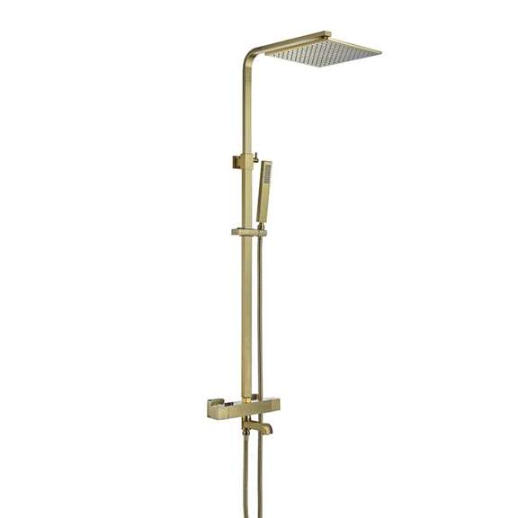 Fontana Showers Fontana Le Havre Brushed Gold Thermostatic Wall Mounted 10 Inches Rainfall Shower Set FS1164