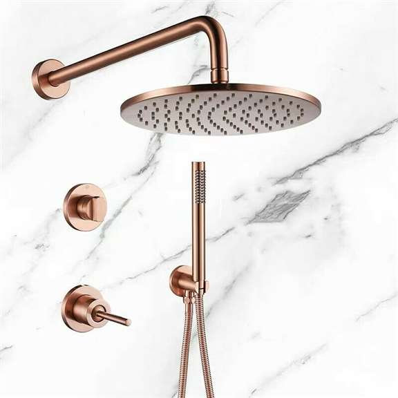 Fontana Showers Fontana Marseille Luxury Brushed Rose Gold 10" Showerhead Bathroom Shower Set FS1201