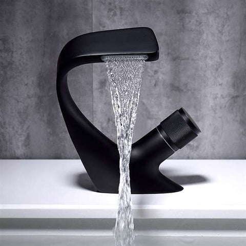 Fontana Showers Fontana Le Havre Wide Spread Waterfall Faucet Matte Black Finish FS1205