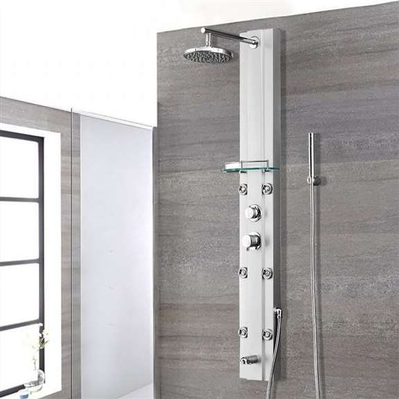 Fontana Showers Fontana Nanaimo Aluminium Rain Fall Shower Panel Set with Massage System, Hand Shower & Faucet FS124DSA