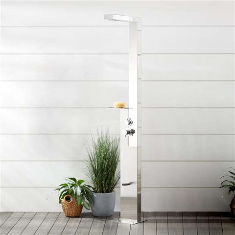 Fontana Showers Fontana Silver Stainless Steel Outdoor Shower Column Panel with Thermostatic Faucet FS1310