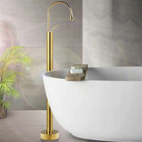 Fontana Showers Fontana Creteil Gooseneck Floor Standing Basin Bathroom Faucet Hot Cold Mixer Tap Gold Finish FS1381G