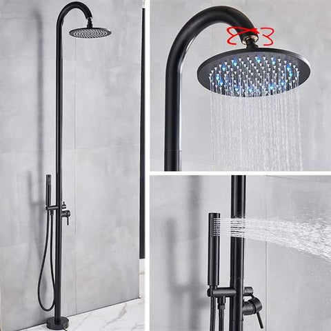 Fontana Showers Fontana Dijon Floor Standing Outdoor Shower Faucet Set with Rotatable Rainfall Shower Head in Oil Rubbed Bronze Finish FS1391ORB