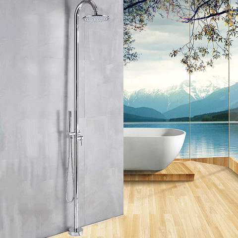 Fontana Showers Fontana Bavaria Floor Standing Rainfall Shower Faucet Single Handle Chrome Finish FS1392