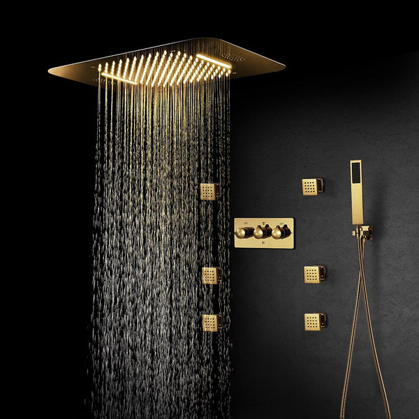 Fontana Showers Fontana St. Gallen Remote Controlled Smart Musical LED Hot and Cold Rainfall Waterfall Shower Head System with Handheld Shower FS1453