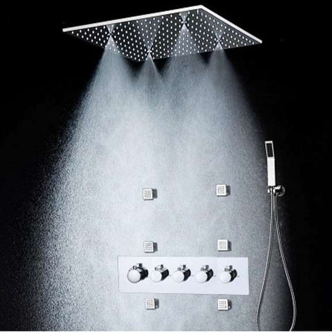 Fontana Showers Fontana Bollnäs Smart Thermostatic 20-inch Ceiling Mount Shower System with 6 Body Jets and Hand Held Shower FS15003