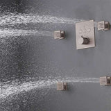 Fontana Showers Brushed Nickel Ceiling Mount Rainfall Shower Set With Thermostat Mixer Jet Spray and Handshower FS1501