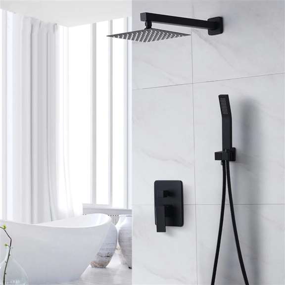 Fontana Showers Fontana Melun 8" Wall Mount Matte Black Hot and Cold Shower System with Hand Shower FS15013