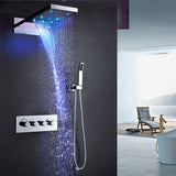 Fontana Showers Fontana Bollnäs 22" LED Thermostatic Water Saving Bathroom Shower Set Wall Mounted with Hand Held Shower FS15025