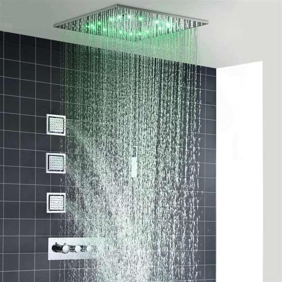 Fontana Showers Fontana Chatou 16-inch Ceiling Mount LED Changing Shower with Body Jets and Hand Held Shower FS15033
