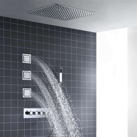 Fontana Showers Fontana Sénart 16-inch Ceiling Mount Shower System with Body Jets and Hand Held Shower FS15035