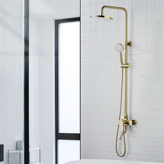 Fontana Showers Fontana Marseille 9" Bathroom Wall Mounted Brushed Gold Shower System Faucet with Hand Shower FS15037
