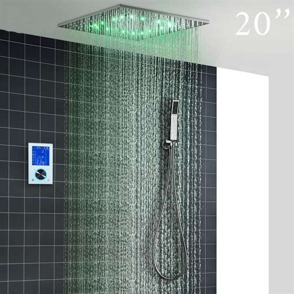 Fontana Showers Fontana Carpi 20" LED Intelligent Thermostatic Digital Display Touch Panel Wall Mounted Shower System FS15045